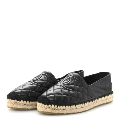 Chanel Lambskin Quilted CC Espadrilles 38 Black 4 of 11