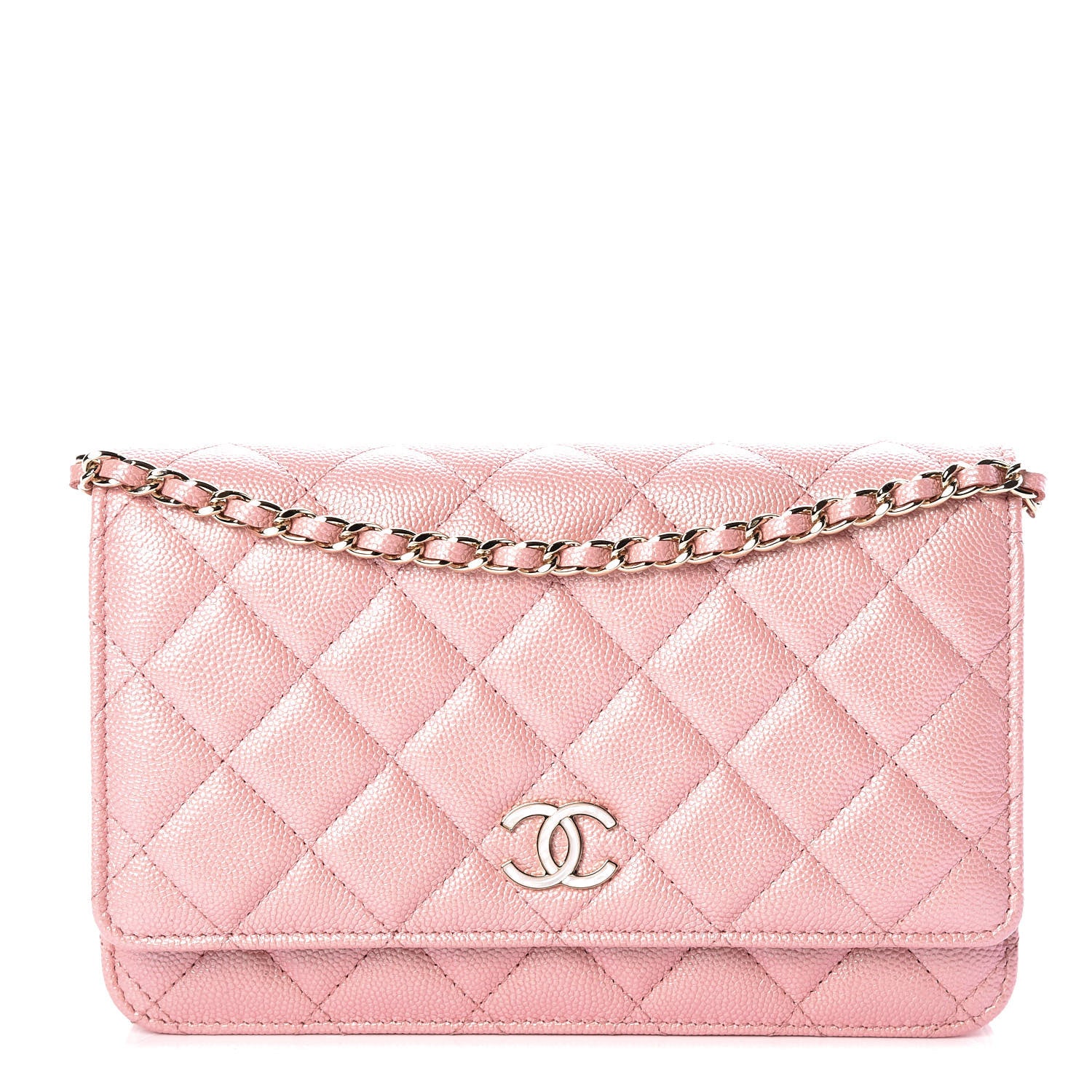 Chanel Iridescent Caviar Quilted Wallet on Chain WOC Rose Pink 1 of 10
