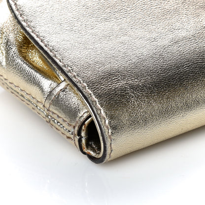 Gucci Metallic Calfskin Satin Bamboo Clutch Argento 12 of 15