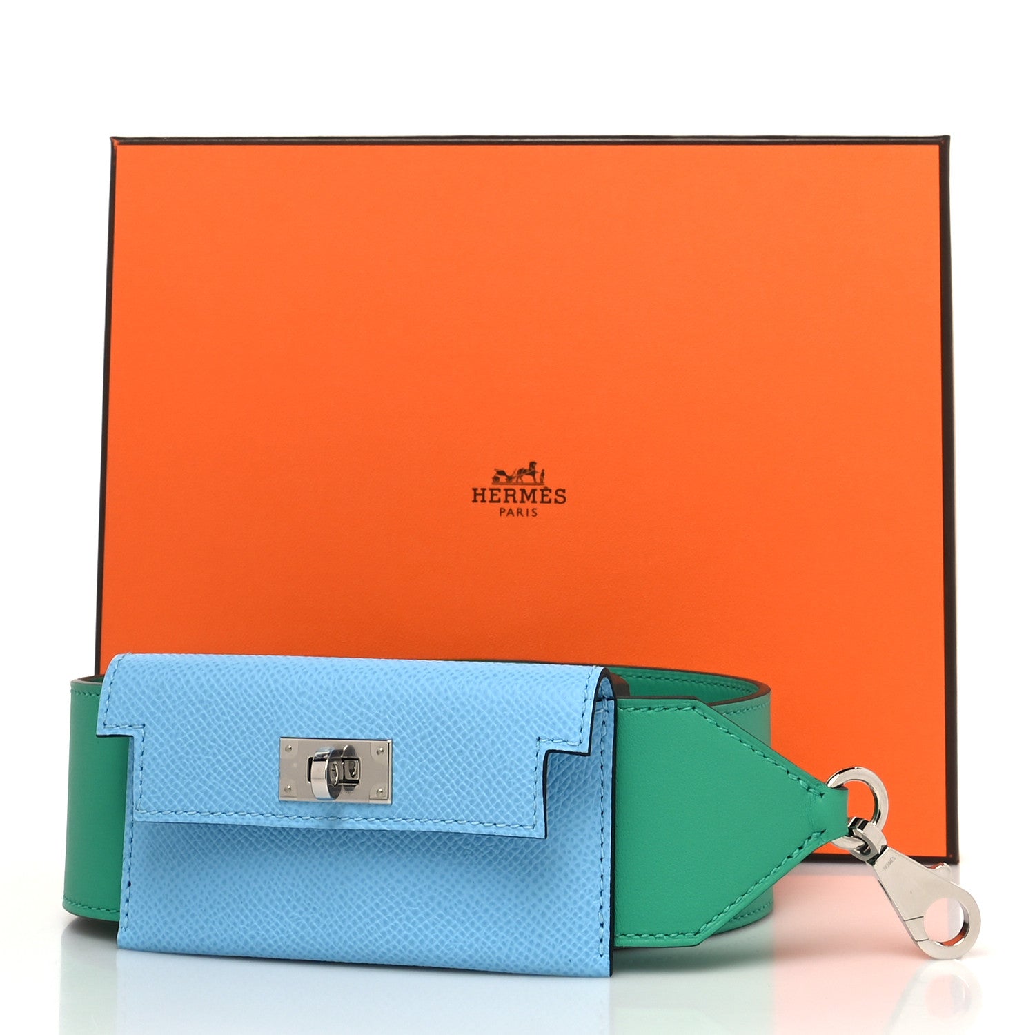 Hermes Swift Epsom Pocket Kelly Shoulder Strap Vert Vertigo Celeste 7 of 7