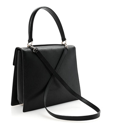Salvatore Ferragamo Calfskin Gancini 2-Way Top Handle Bag Black 3 of 9