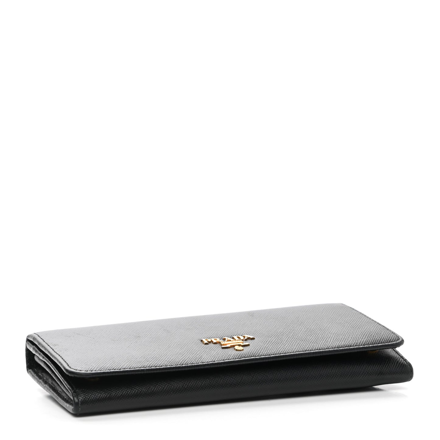 Saffiano Metal Continental Flap Wallet Black
