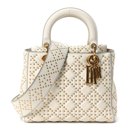 Christian Dior Calfskin Cannage Studded Medium Supple Lady Dior White 1 of 10