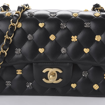 Chanel Lambskin Quilted Studded Mini Rectangular Flap Black 10 of 11