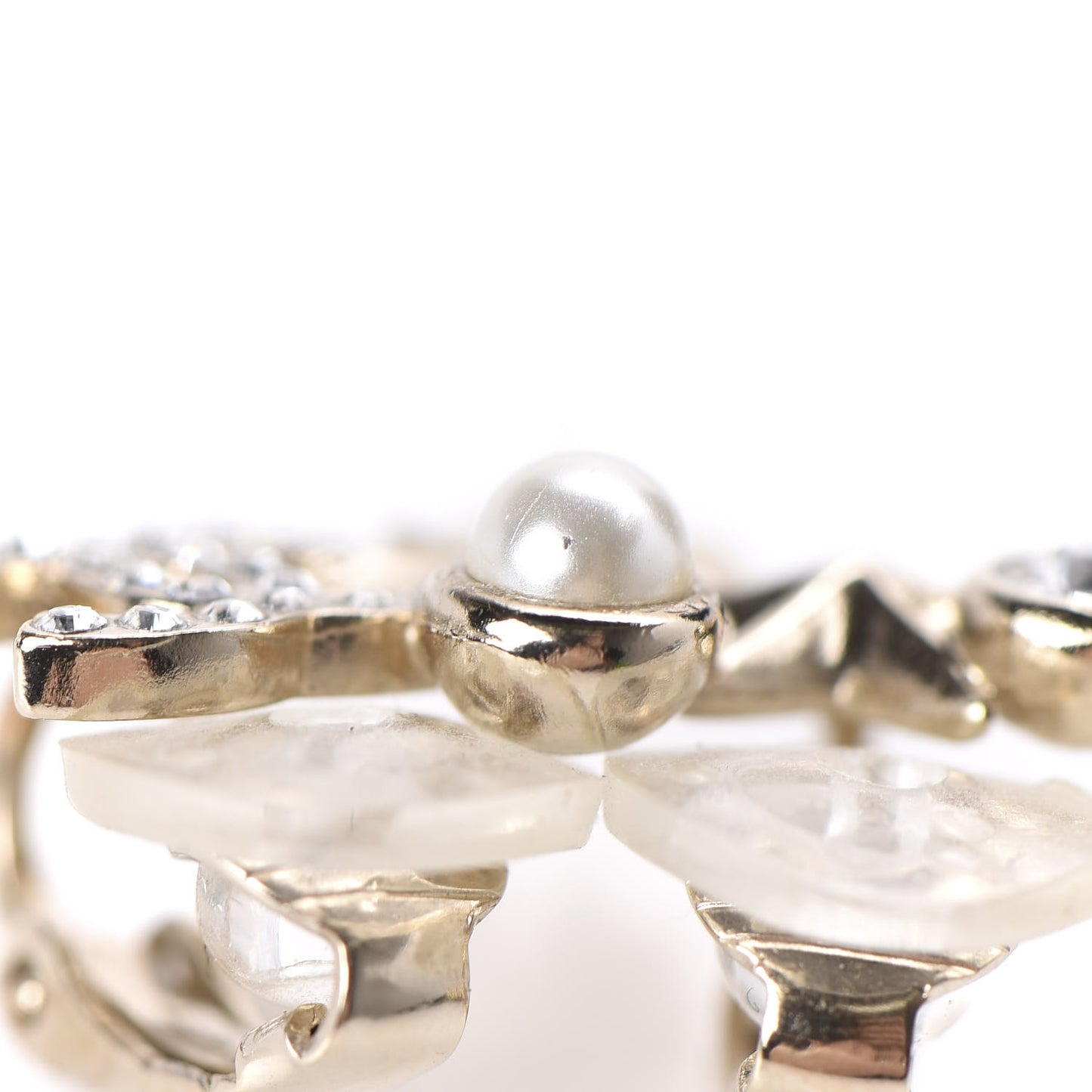 Crystal Pearl Sergeant CC Clip On Earrings Gold