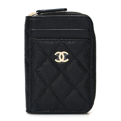 Chanel Caviar Quilted Zip Card Holder Black 1 of 8
