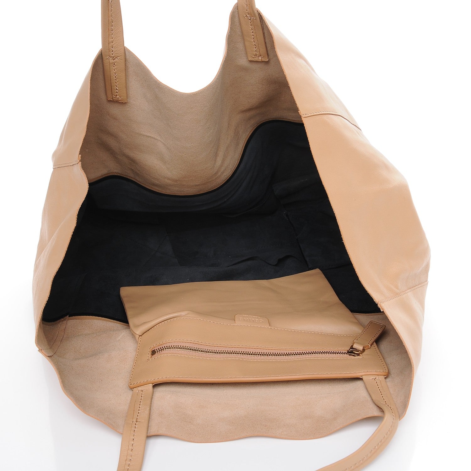 Celine Lambskin Horizontal Bi-Cabas Nude Black 5 of 7