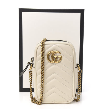 Gucci Calfskin Matelasse Mini GG Marmont Crossbody Bag White 9 of 9