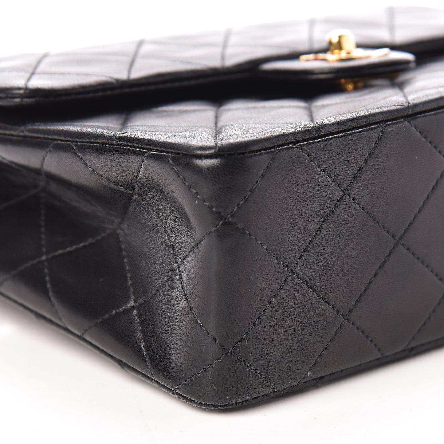 Lambskin Quilted Mini Square Flap Black