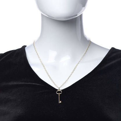 Tiffany 18K Yellow Gold Small Oval Key Pendant Link Necklace 2 of 7