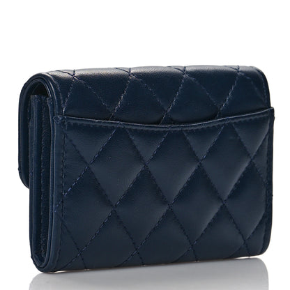 Chanel Lambskin Quilted Flap Card Holder Wallet Navy 3 of 10