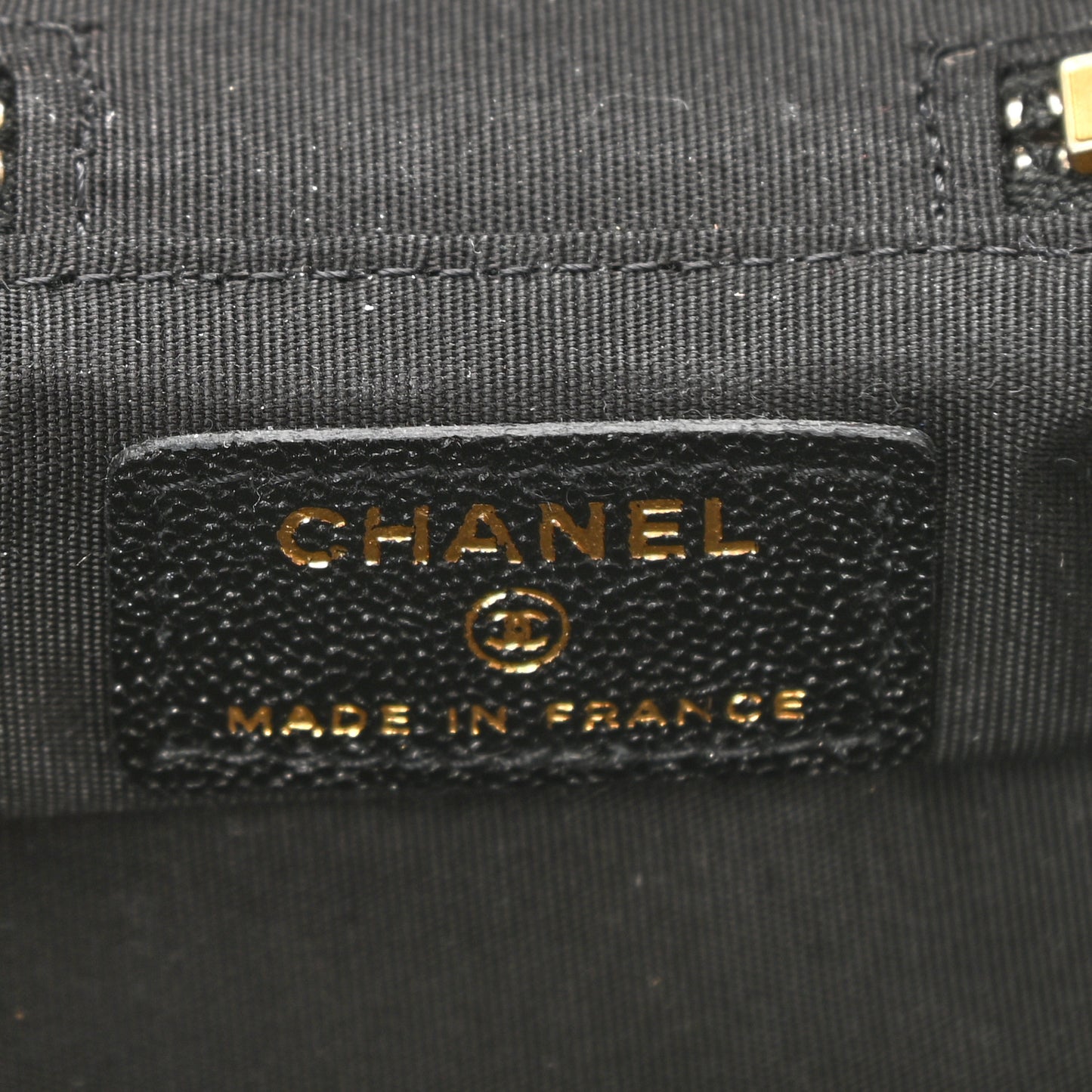 Caviar Quilted Mini Top Handle Vanity With Chain Black