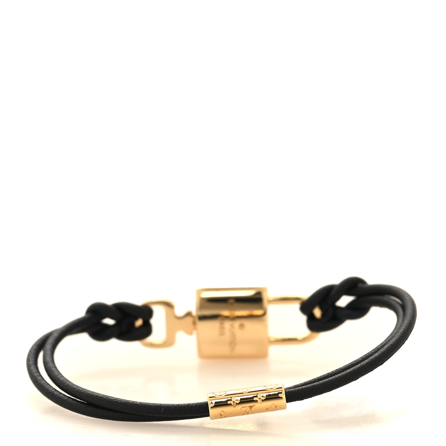 Calfskin LV Padlock Bracelet 17 Black