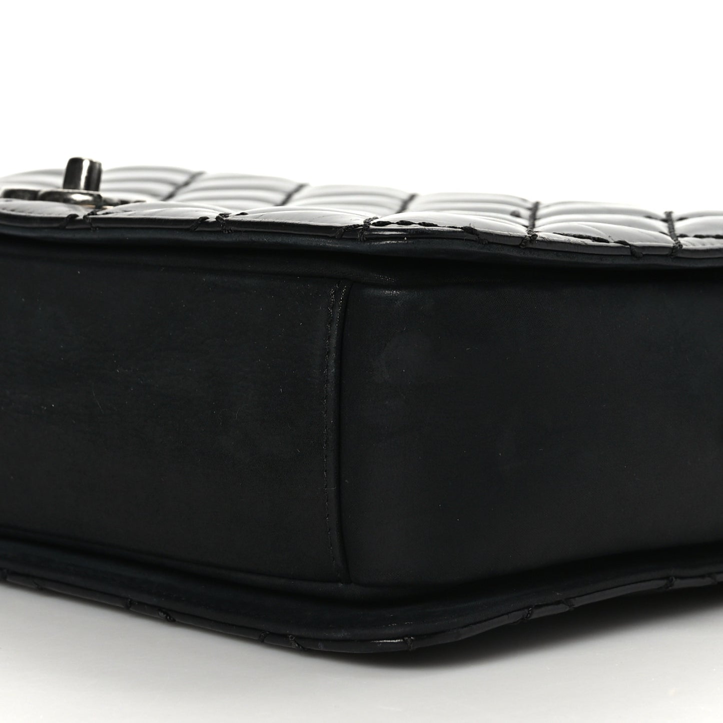 Glazed Calfskin Quilted Medium Day Trip Flap Black