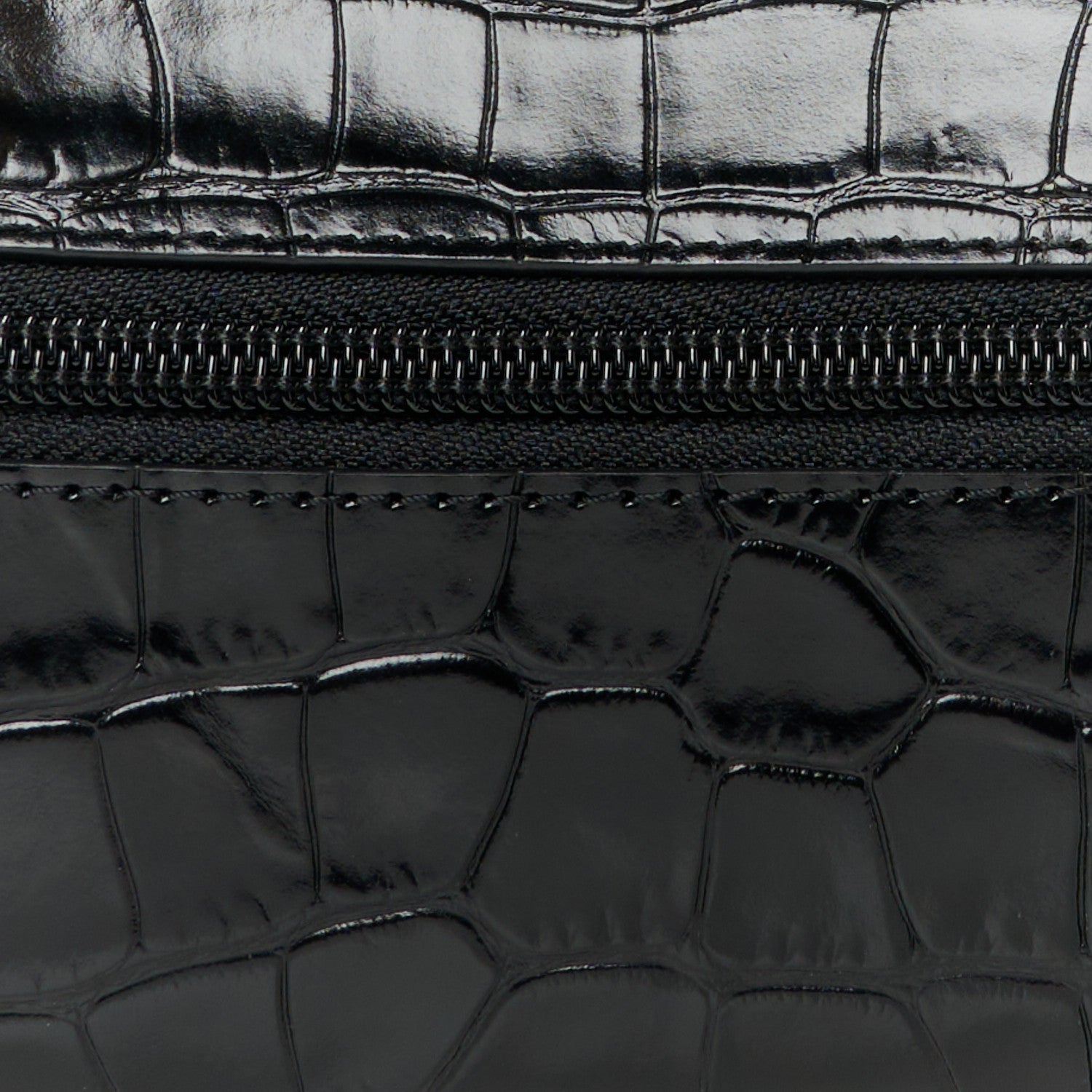 Christian Louboutin Calfskin Crocodile Embossed Blaster Pouch Black 8 of 10
