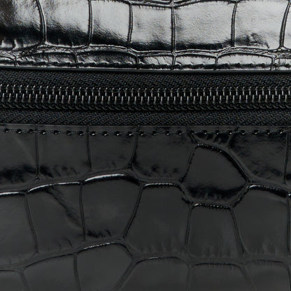 Christian Louboutin Calfskin Crocodile Embossed Blaster Pouch Black 8 of 10
