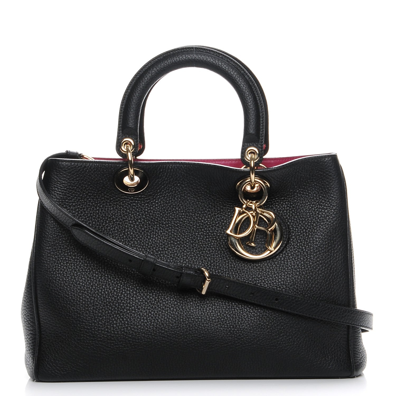 Christian Dior Bullcalf Medium Diorissimo Tote Black Rose Indien 1 of 8