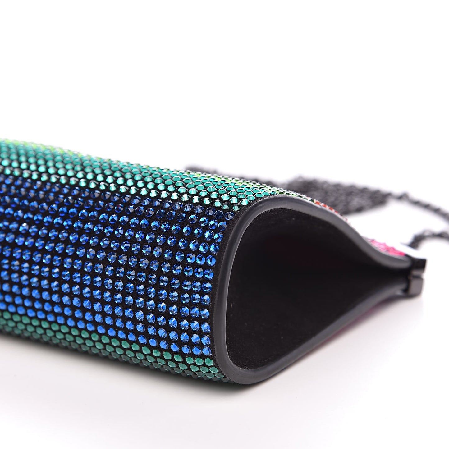 Suede Crystal Strass Small Palmette Clutch Rainbow