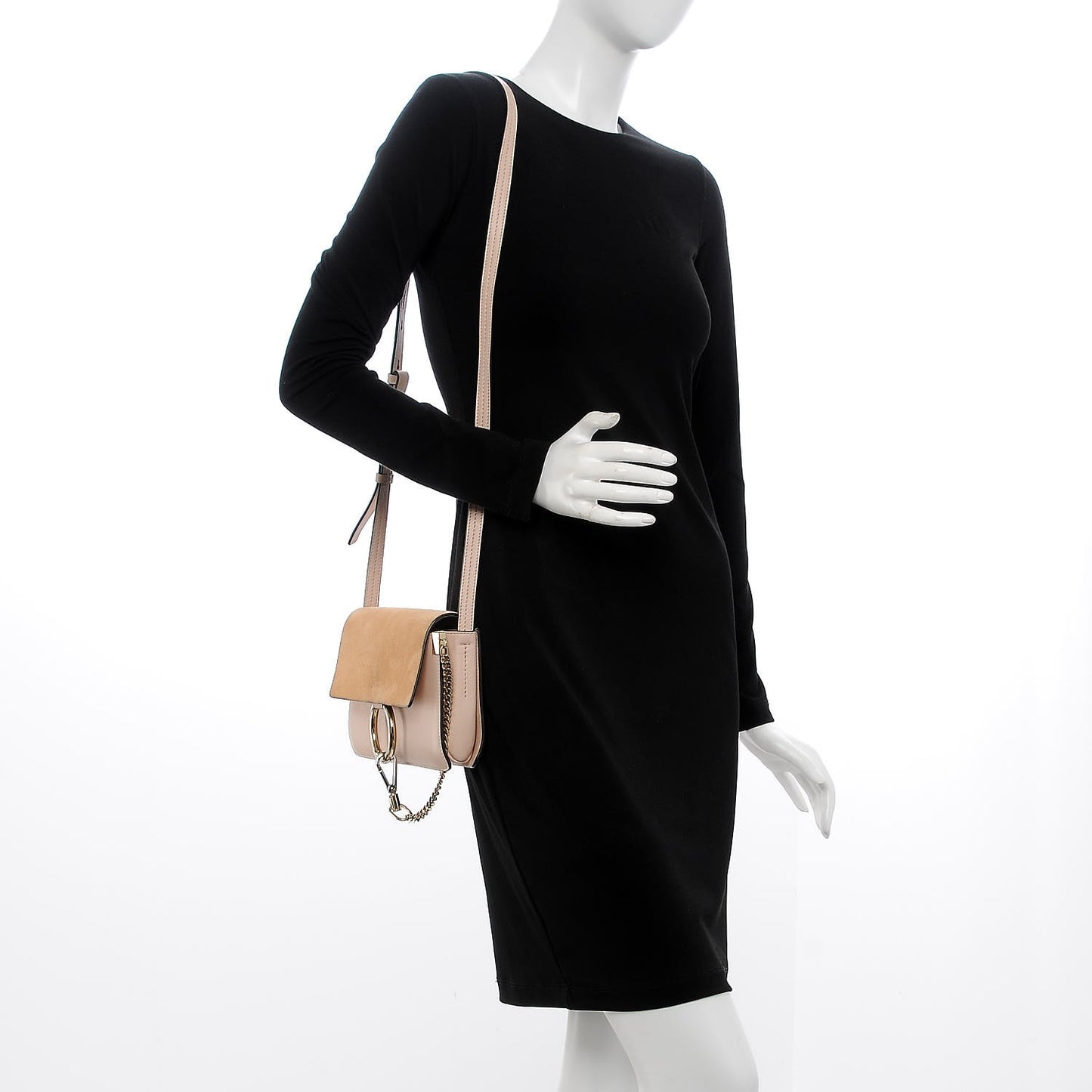Suede Calfskin Small Faye Shoulder Bag Cement Pink