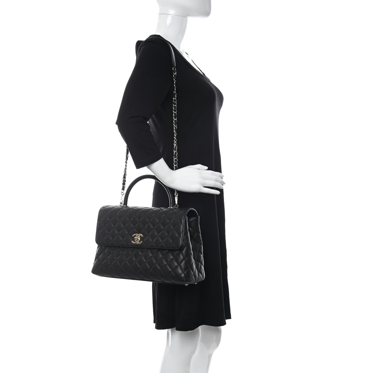 Chanel Caviar Quilted Medium Coco Handle Flap Black 4 of 19