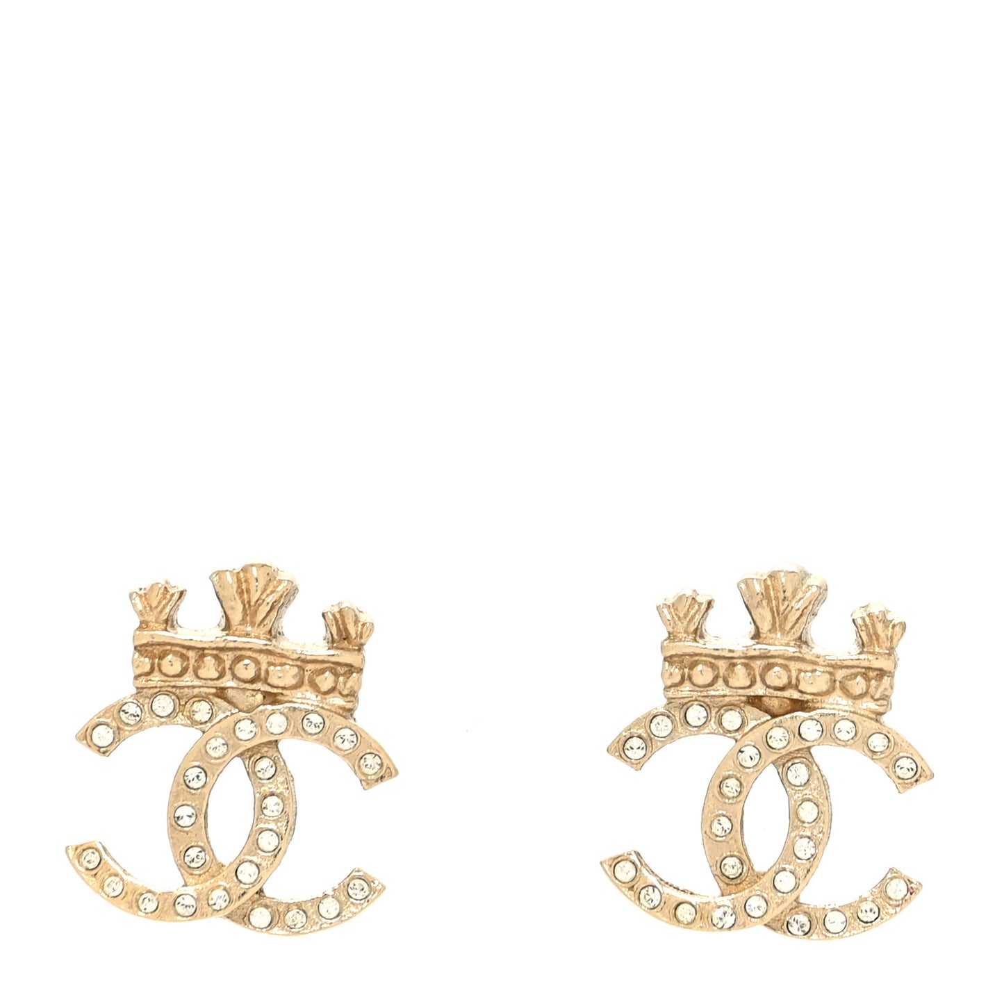 Crystal CC Crown Earrings Gold