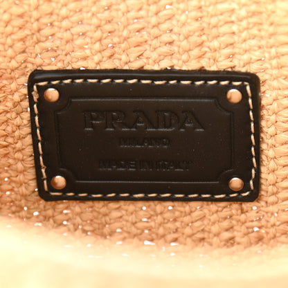 Prada Raffia Vitello Small Hobo Naturale Black 6 of 11