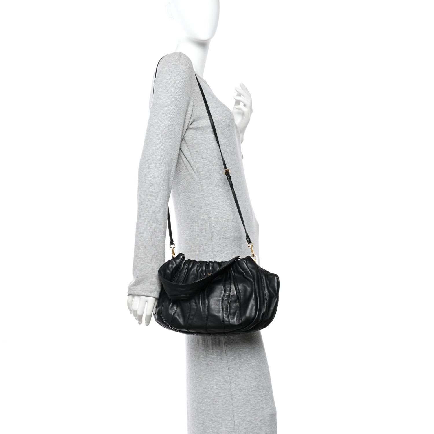 Prada Nappa Stripes Hobo Black 2 of 10