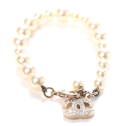 Chanel Pearl Crystal CC Bracelet Gold 1 of 3