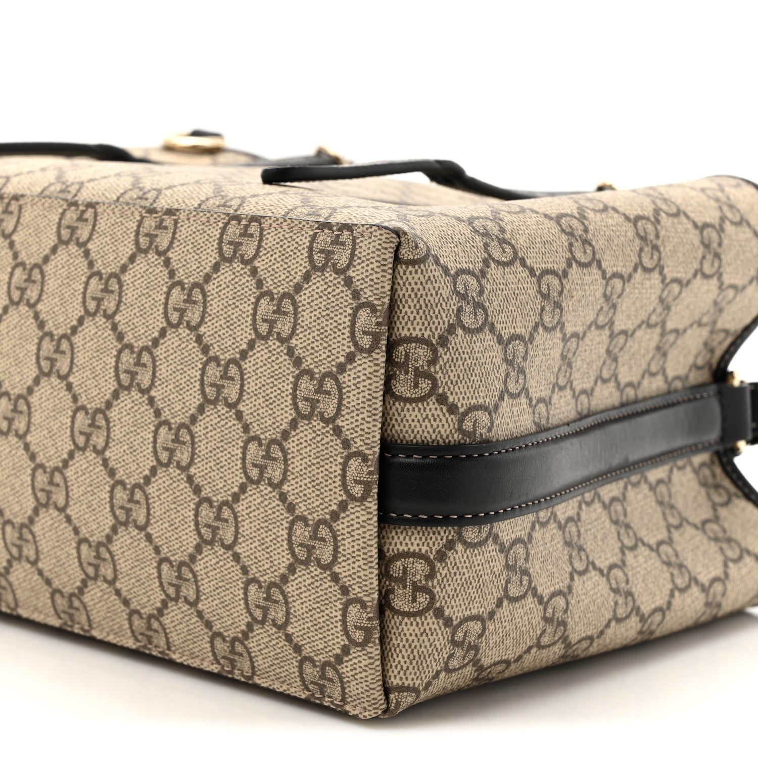 Gucci GG Supreme Monogram Emblem Small Tote Bag Beige Black 9 of 11