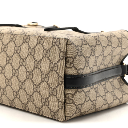 Gucci GG Supreme Monogram Emblem Small Tote Bag Beige Black 9 of 11