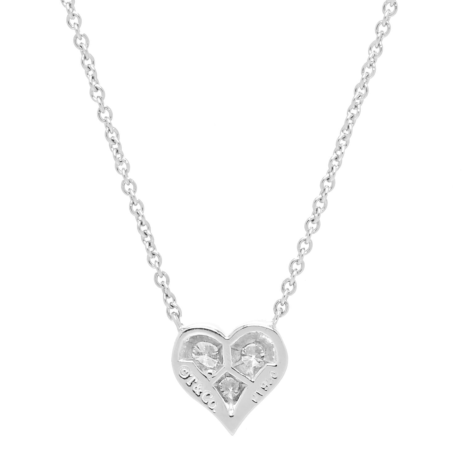 Tiffany Platinum Diamond Heart Pendant Necklace 4 of 7