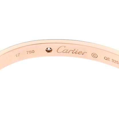 Cartier 18K Pink Gold 4 Diamond LOVE Bracelet 17 3 of 5