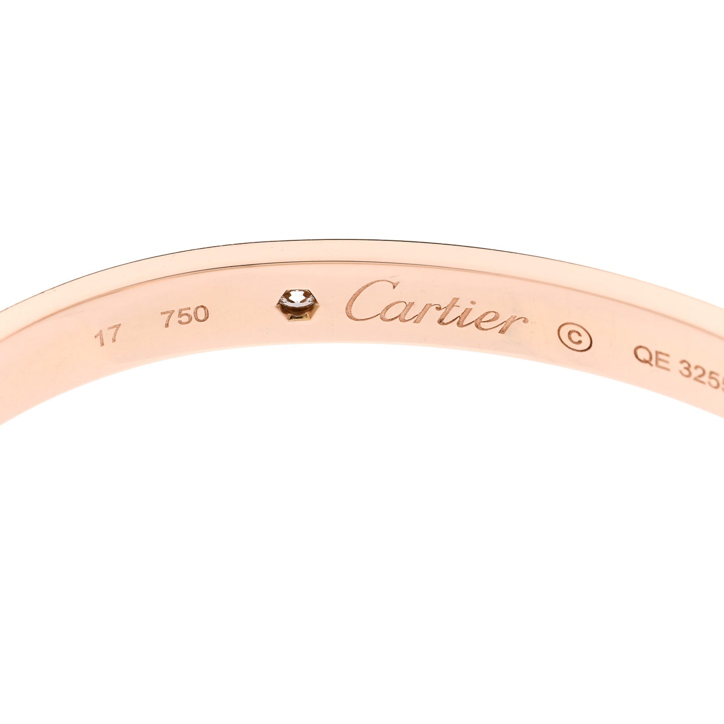 18K Pink Gold 4 Diamond LOVE Bracelet 17