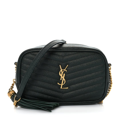 Saint Laurent Grain De Poudre Matelasse Monogram Mini Lou Camera Bag New Vert Fonce 1 of 9