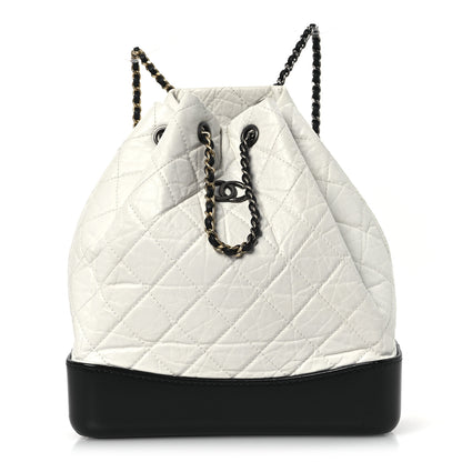 Chanel Aged Calfskin Quilted Gabrielle Backpack Black White 1 of 11