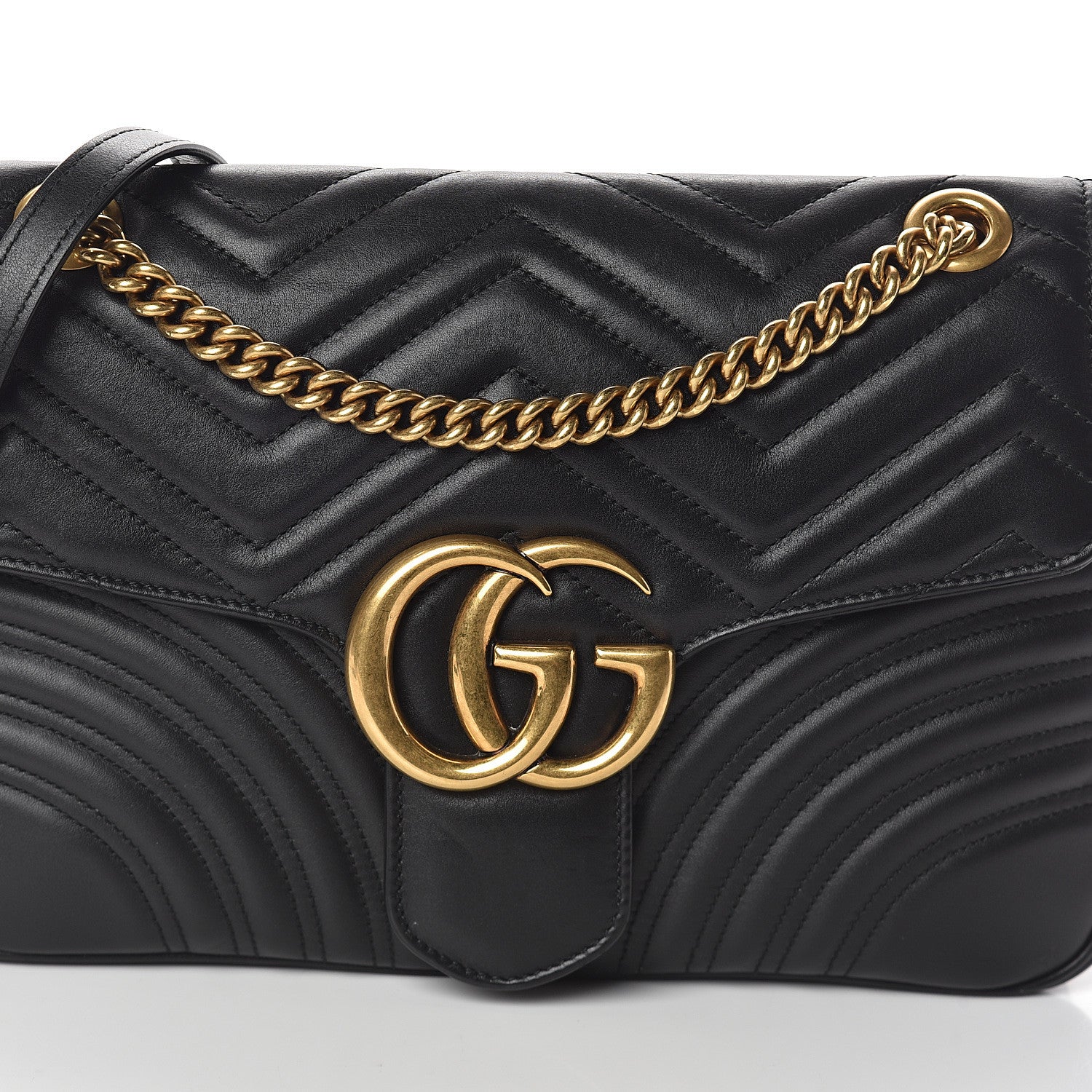 Gucci Calfskin Matelasse Medium GG Marmont Shoulder Bag Black 6 of 8