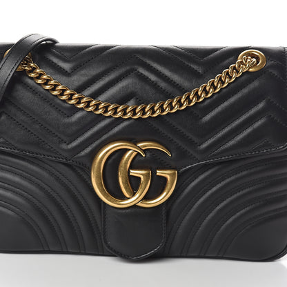 Gucci Calfskin Matelasse Medium GG Marmont Shoulder Bag Black 6 of 8
