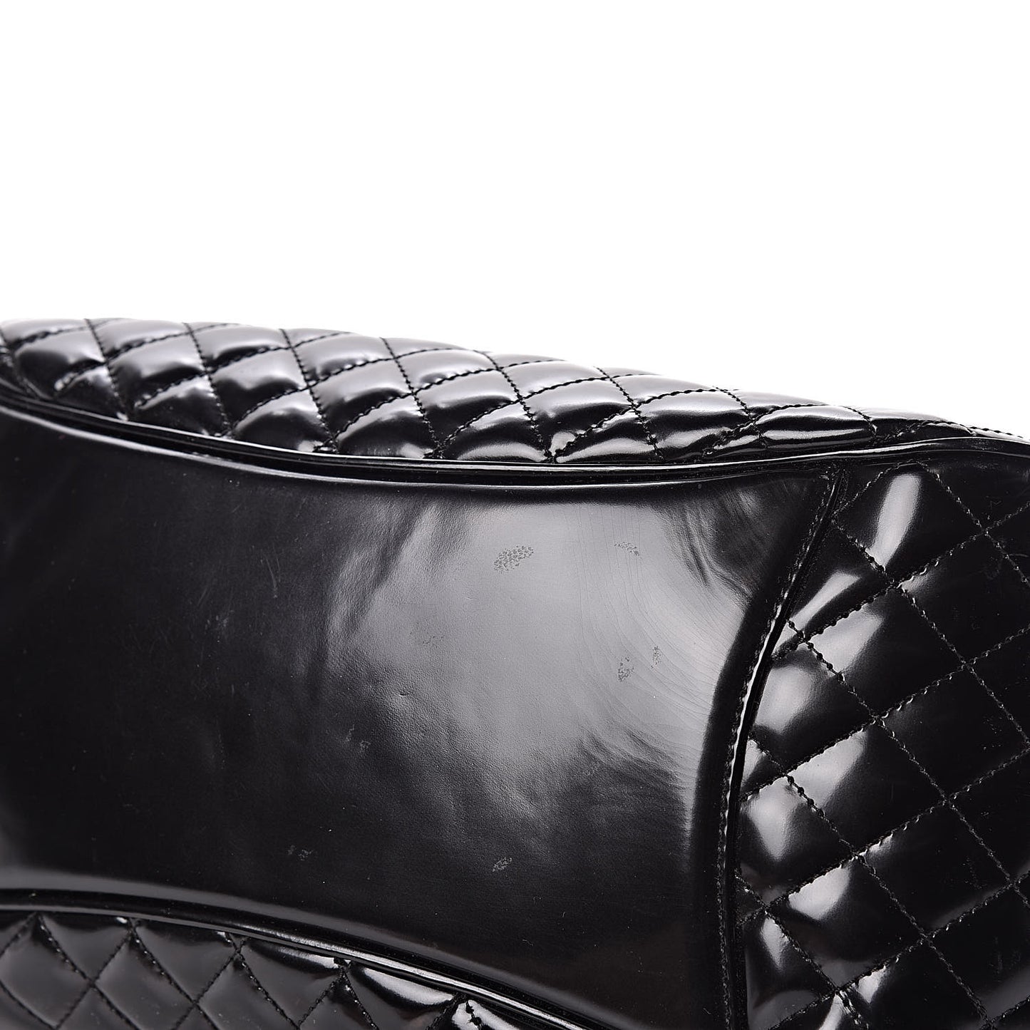 Glazed Calfskin Quilted Small Mademoiselle Frame Bag Black