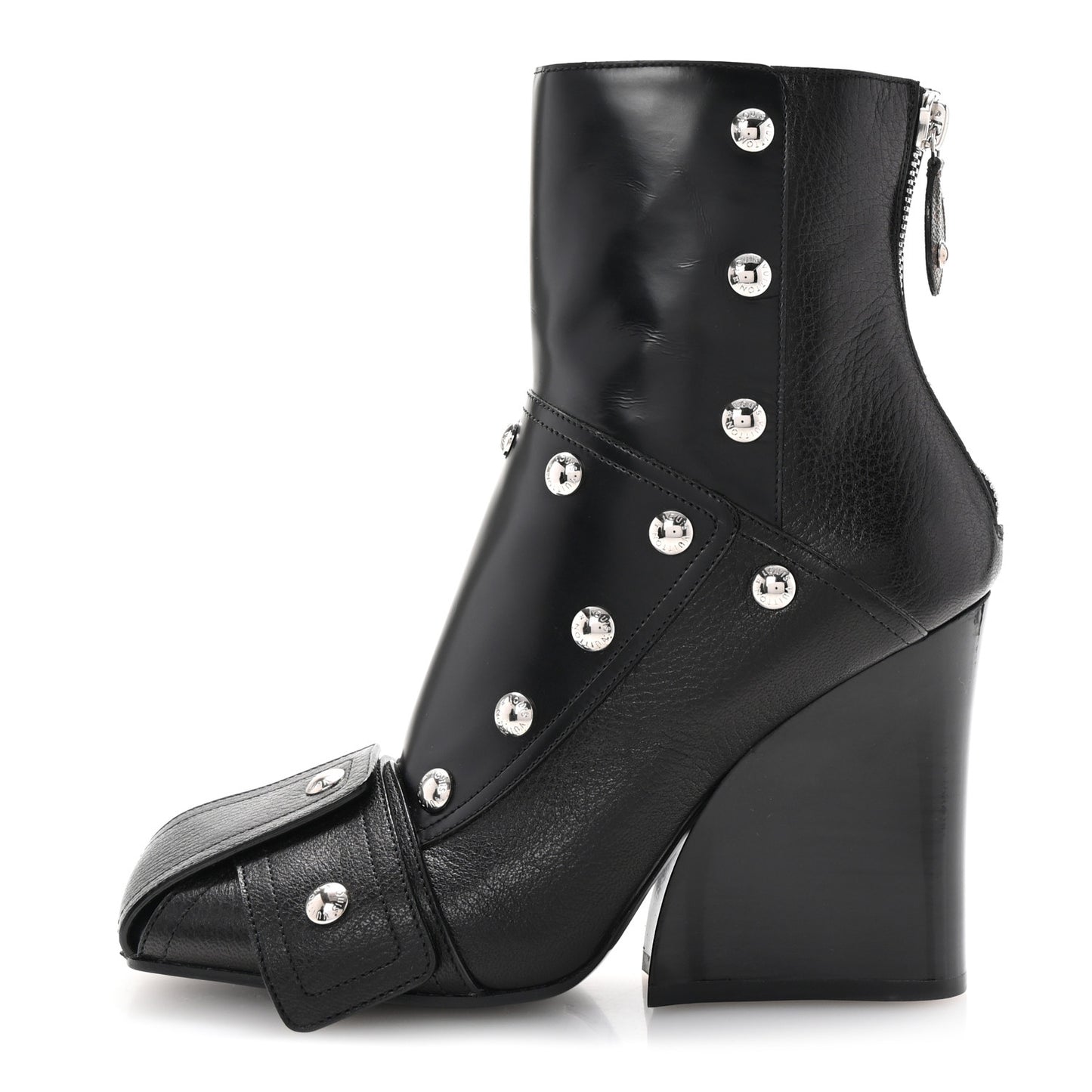 Calfskin Patti Wedge Half Boots 40 Black