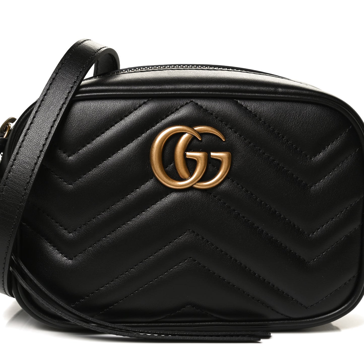 Calfskin Matelasse Mini GG Marmont Chain Shoulder Bag Black