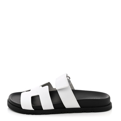 Hermes Calfskin Womens Chypre Sandals 37 White 1 of 9