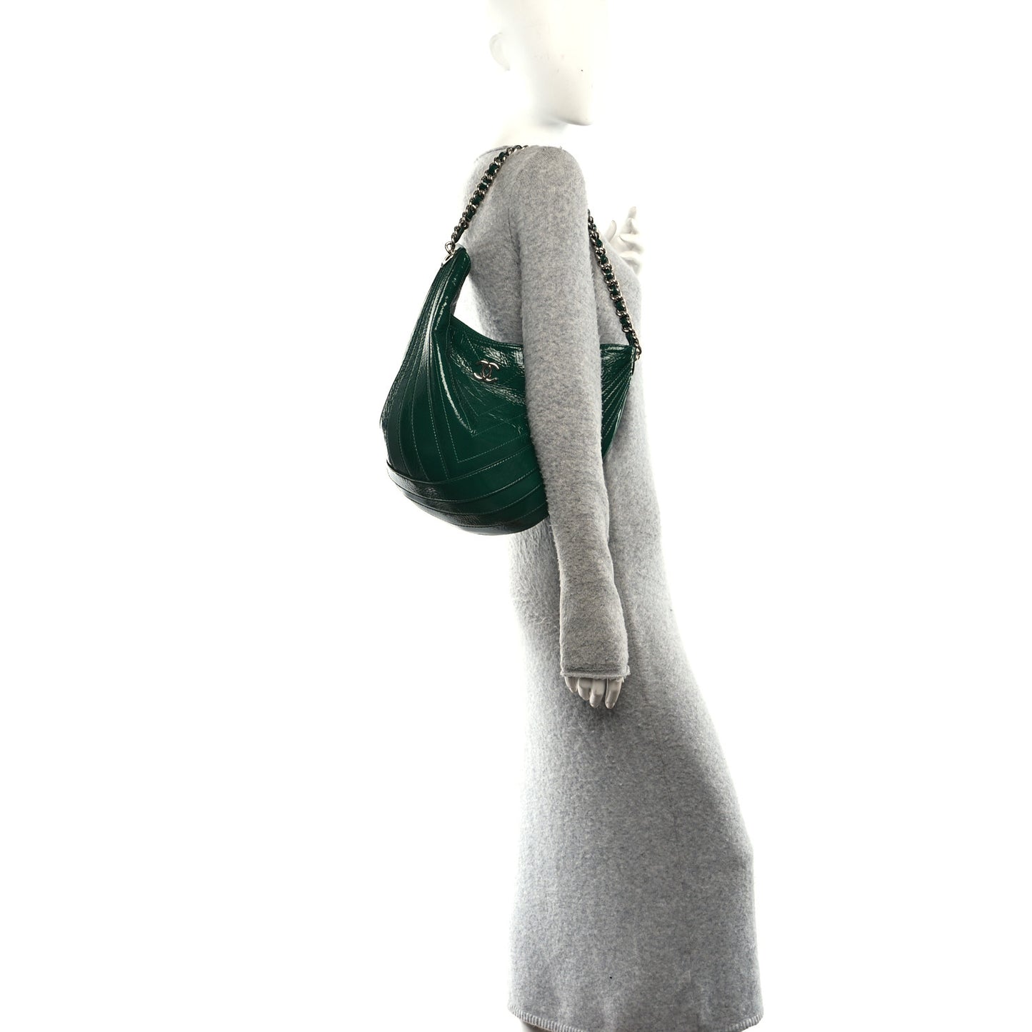 Crumpled Patent Droplet Hobo Green