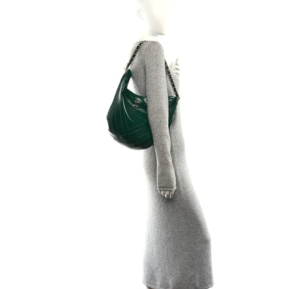 Chanel Crumpled Patent Droplet Hobo Green 2 of 10