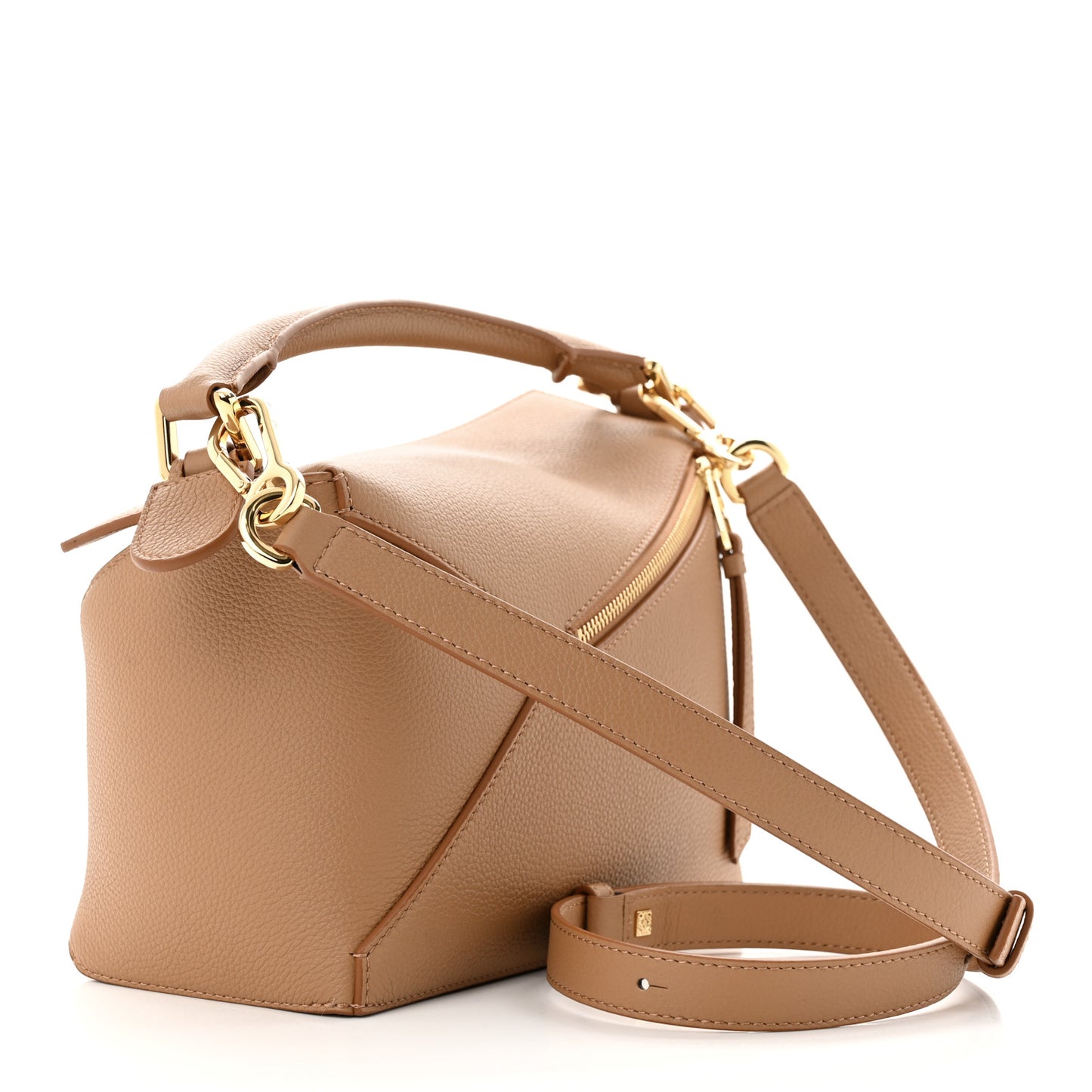 Grained Calfskin Small Puzzle Edge Bag Toffee