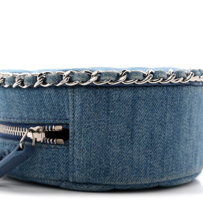 Chanel Denim Quilted Round Clutch With Chain Blue 10 of 11