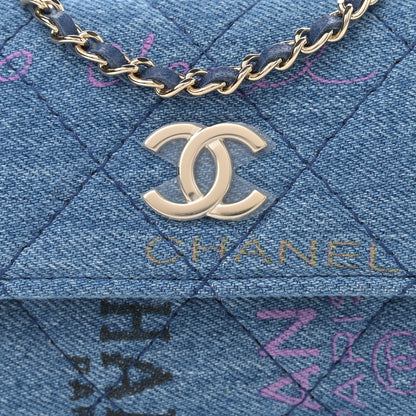 Chanel Denim Quilted Denim Mood Clutch With Chain Blue Multicolor 8 of 11