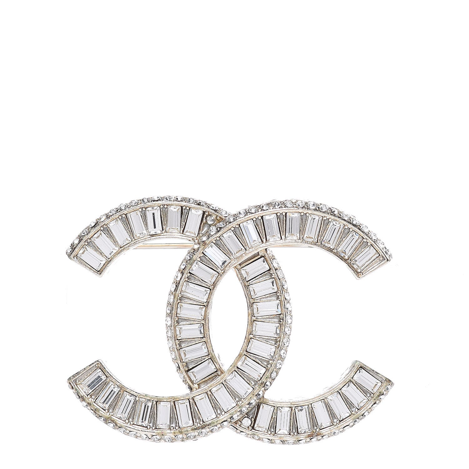 Chanel Baguette Crystal CC Brooch Gold 1 of 6