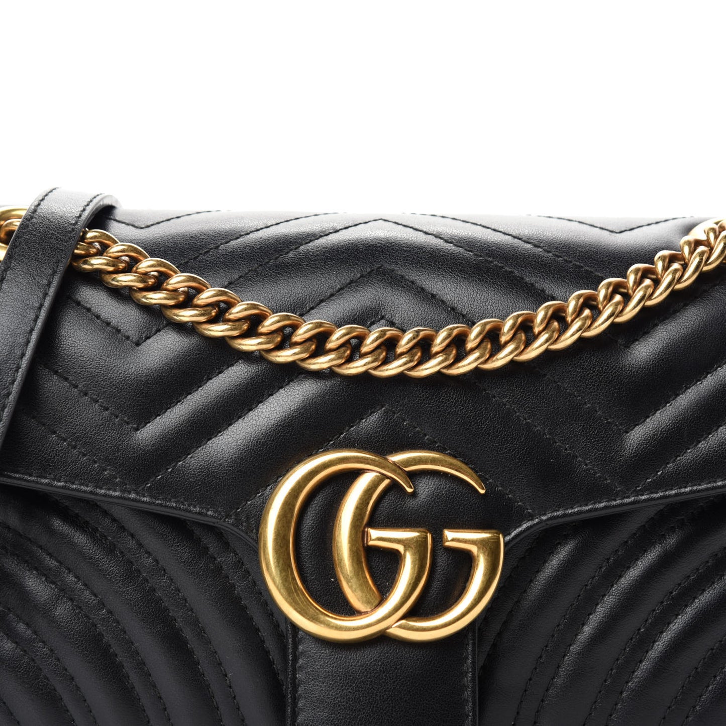 Calfskin Matelasse Small GG Marmont Shoulder Bag Black