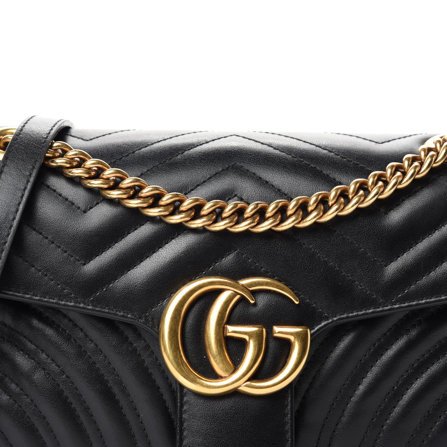 Gucci Calfskin Matelasse Small GG Marmont Shoulder Bag Black 12 of 12