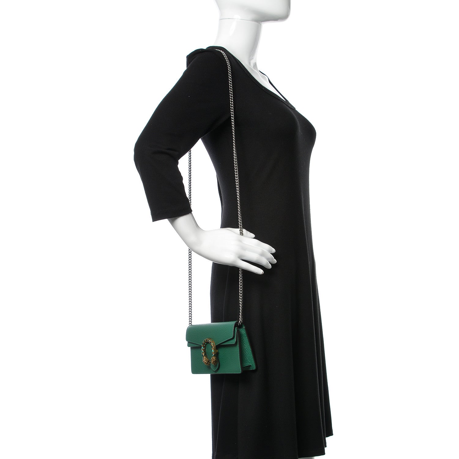 Gucci Calfskin Super Mini Dionysus Shoulder Bag Emerald 2 of 8